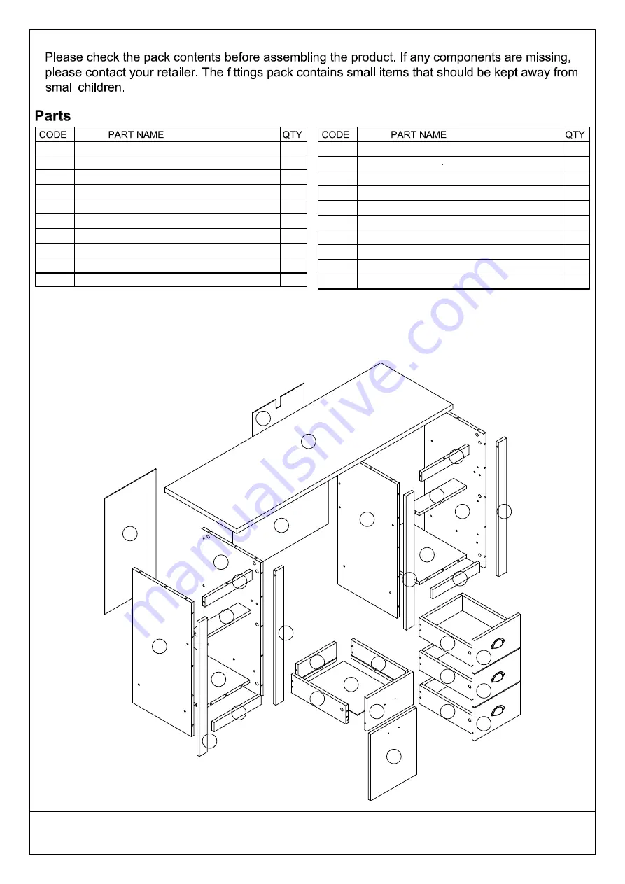 GFW LANCASTER STUDY DESK Assembly Instructions Manual Download Page 3