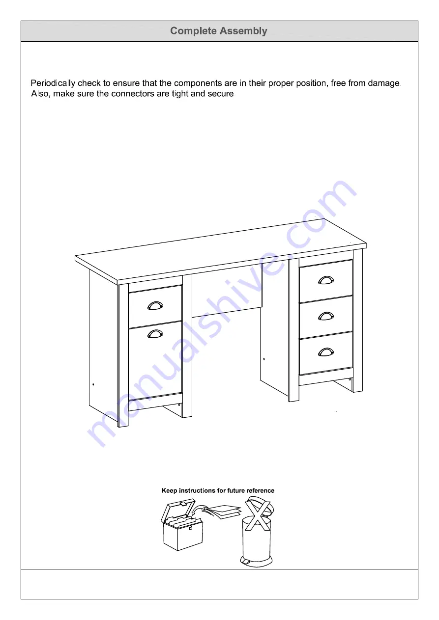 GFW LANCASTER STUDY DESK Assembly Instructions Manual Download Page 17