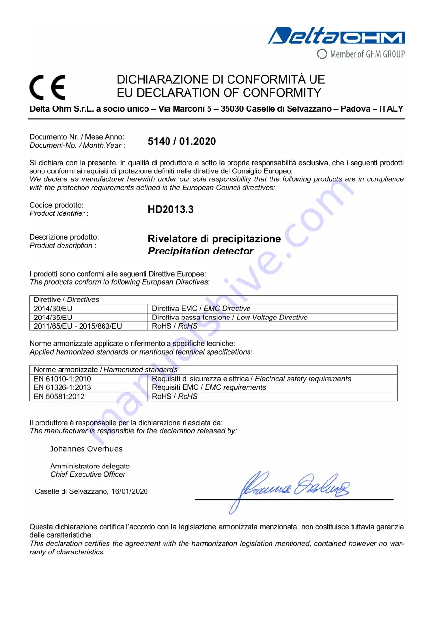 GHM Delta OHM HD2013.3 Operating Manual Download Page 23