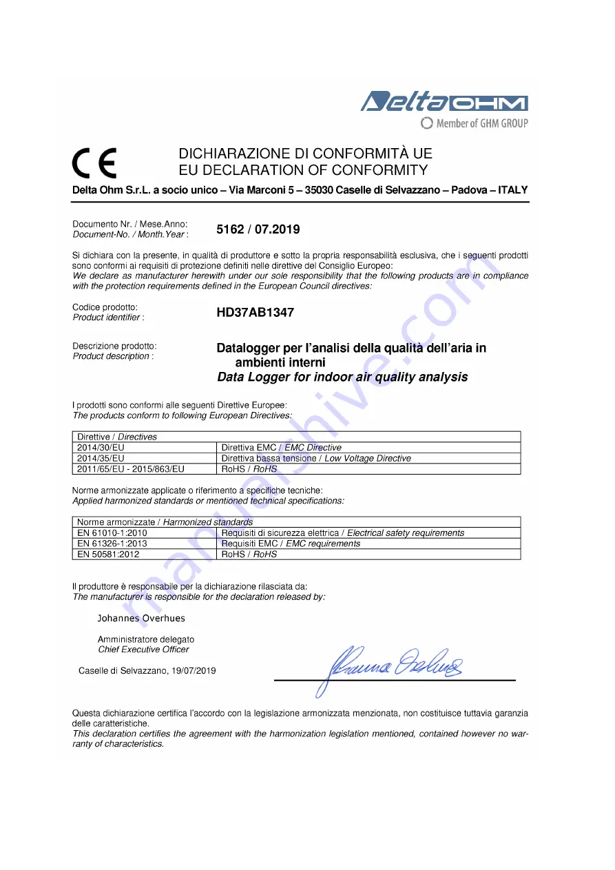 GHM DeltaOHM HD37AB1347 Скачать руководство пользователя страница 63