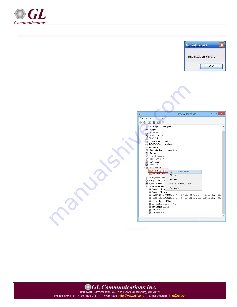 GL Communications PacketExpert SA PXE104 Quick Install Manual Download Page 3