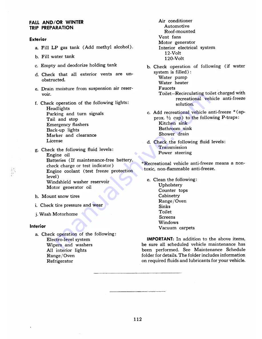 GMC 1977 motorhome Operating Manual Download Page 118