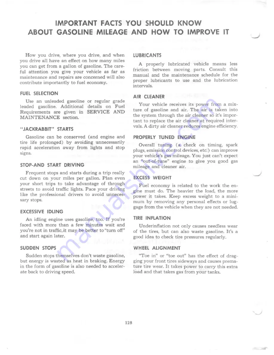 GMC Motorhome 1976 Operating Manual Download Page 134