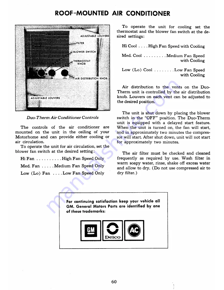 GMC MOTORHOME 1978 Operating Manual Download Page 63