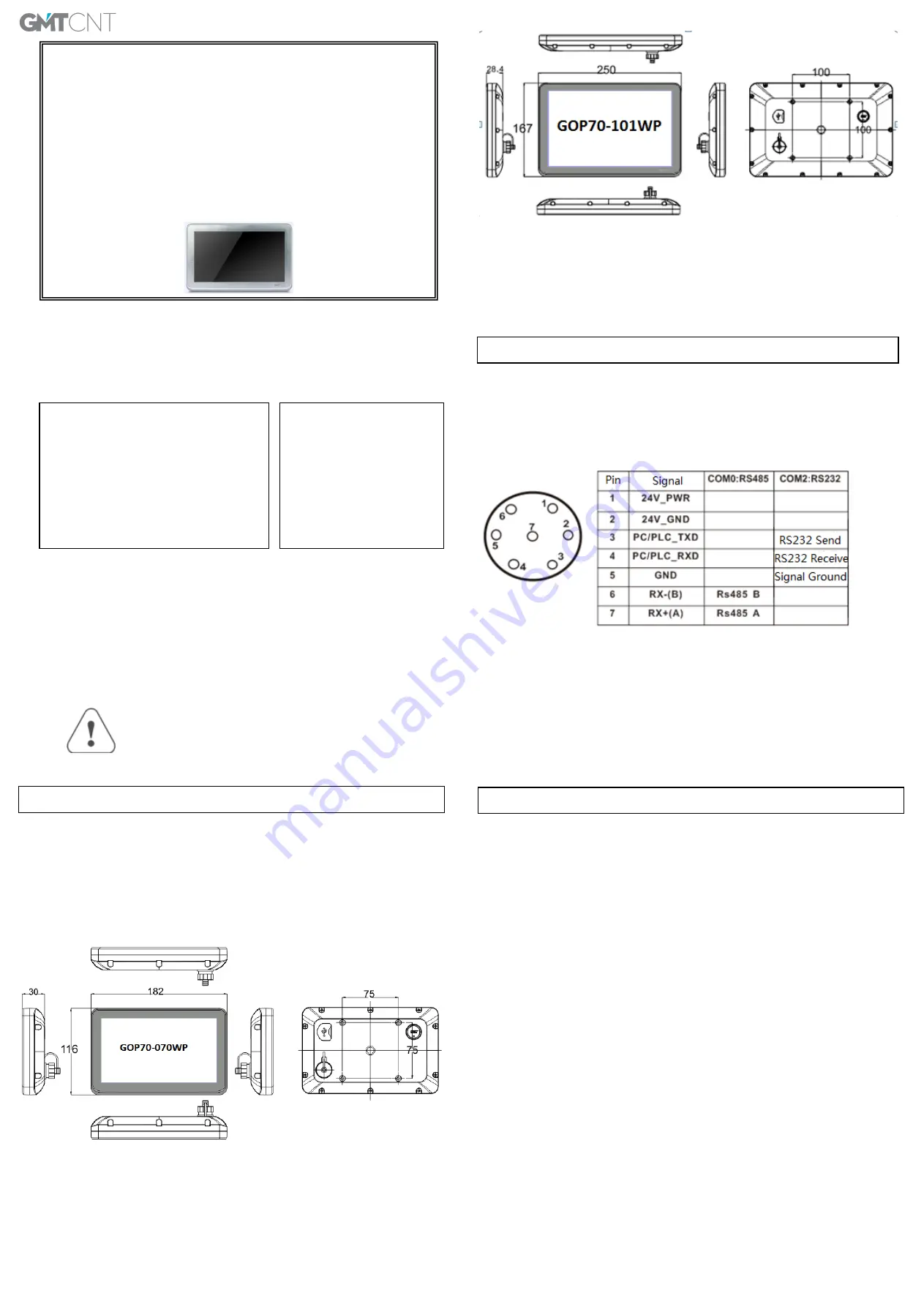 GMTCNT GOP70-101WP Installation Instructions Download Page 1