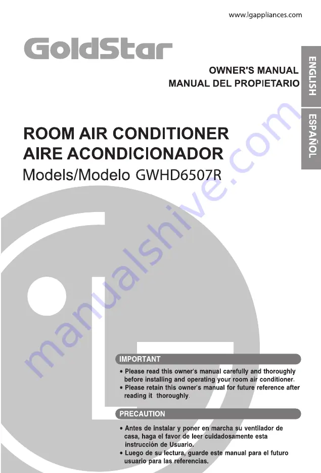 Goldstar GWHD6500R Owner'S Manual Download Page 1