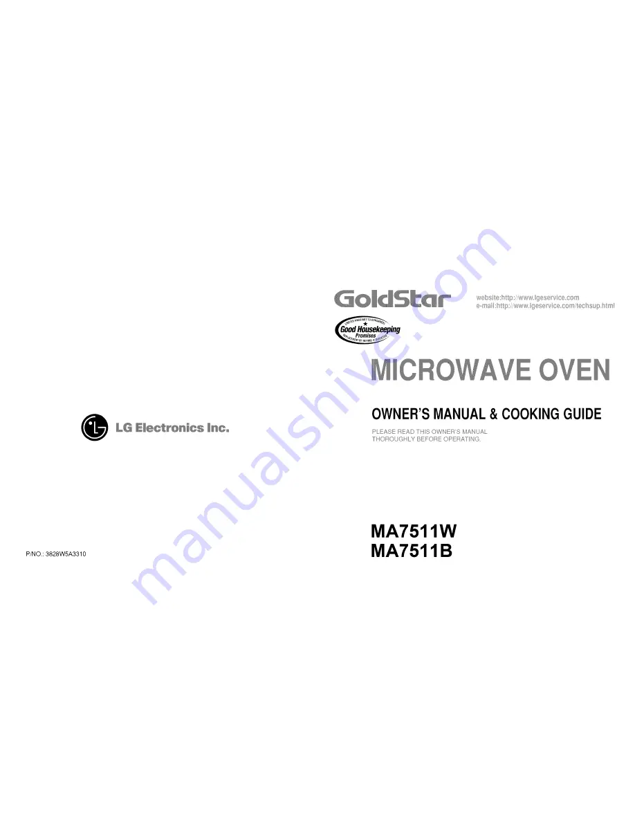 Goldstar MA7511B Owner's manual & cooking guige Owner'S Manual & Cooking Manual Download Page 1