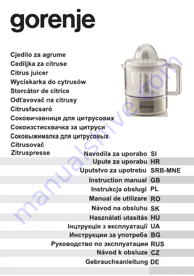 Gorenje CJ30E Instruction Manual Download Page 1