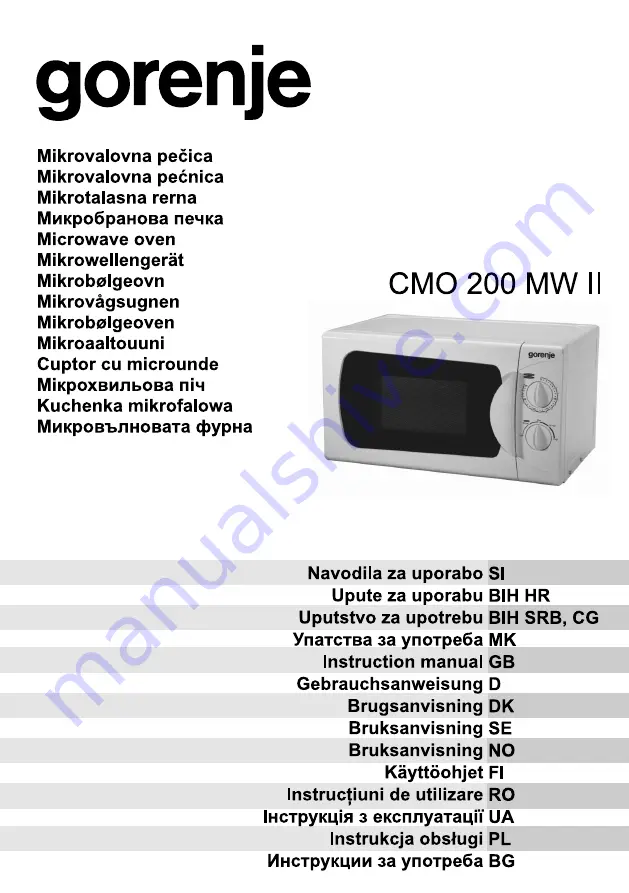 Gorenje CMO 200 MW II Instruction Manual Download Page 1