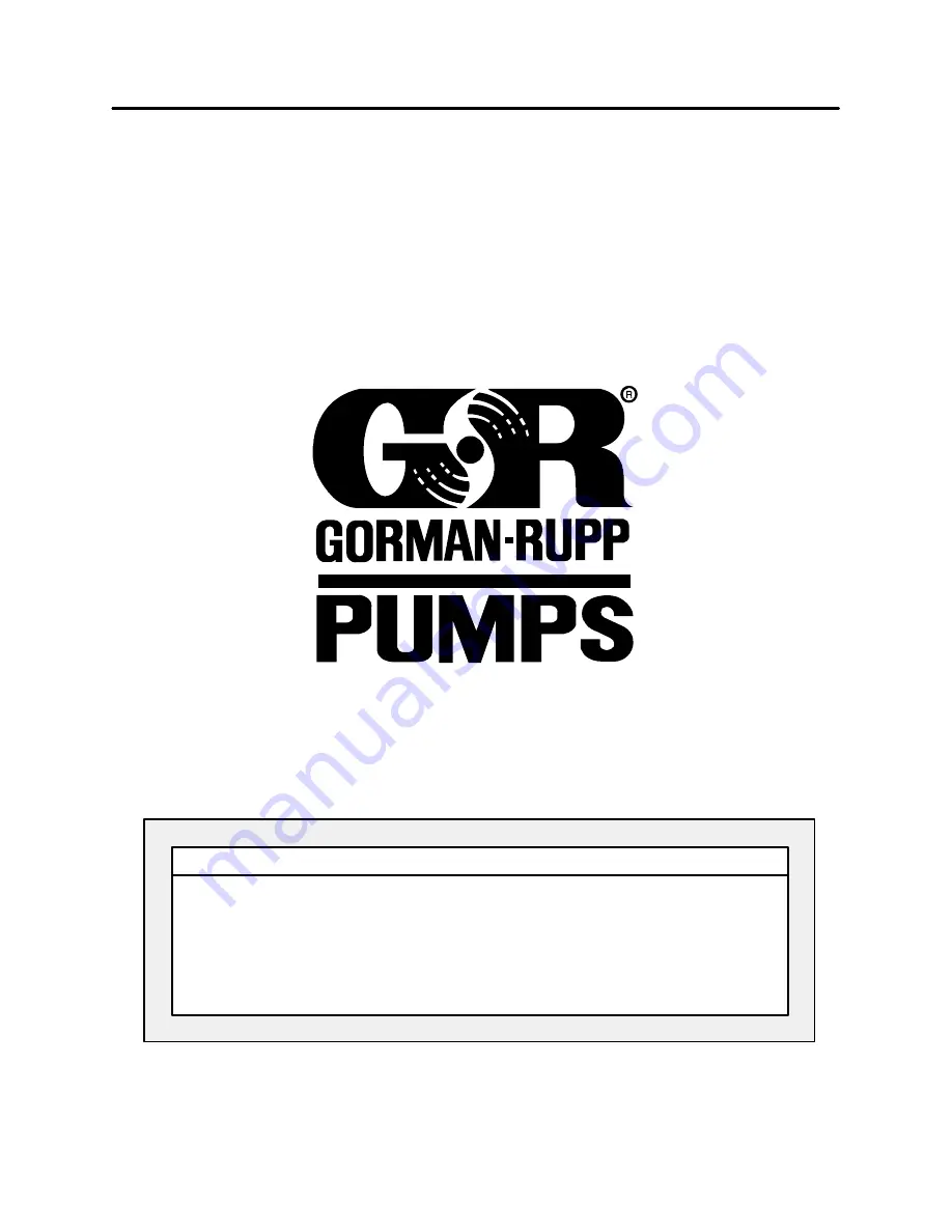 GORMAN-RUPP PUMPS ULTRA V Series Installation, Operation, And Maintenance Manual With Parts List Download Page 1