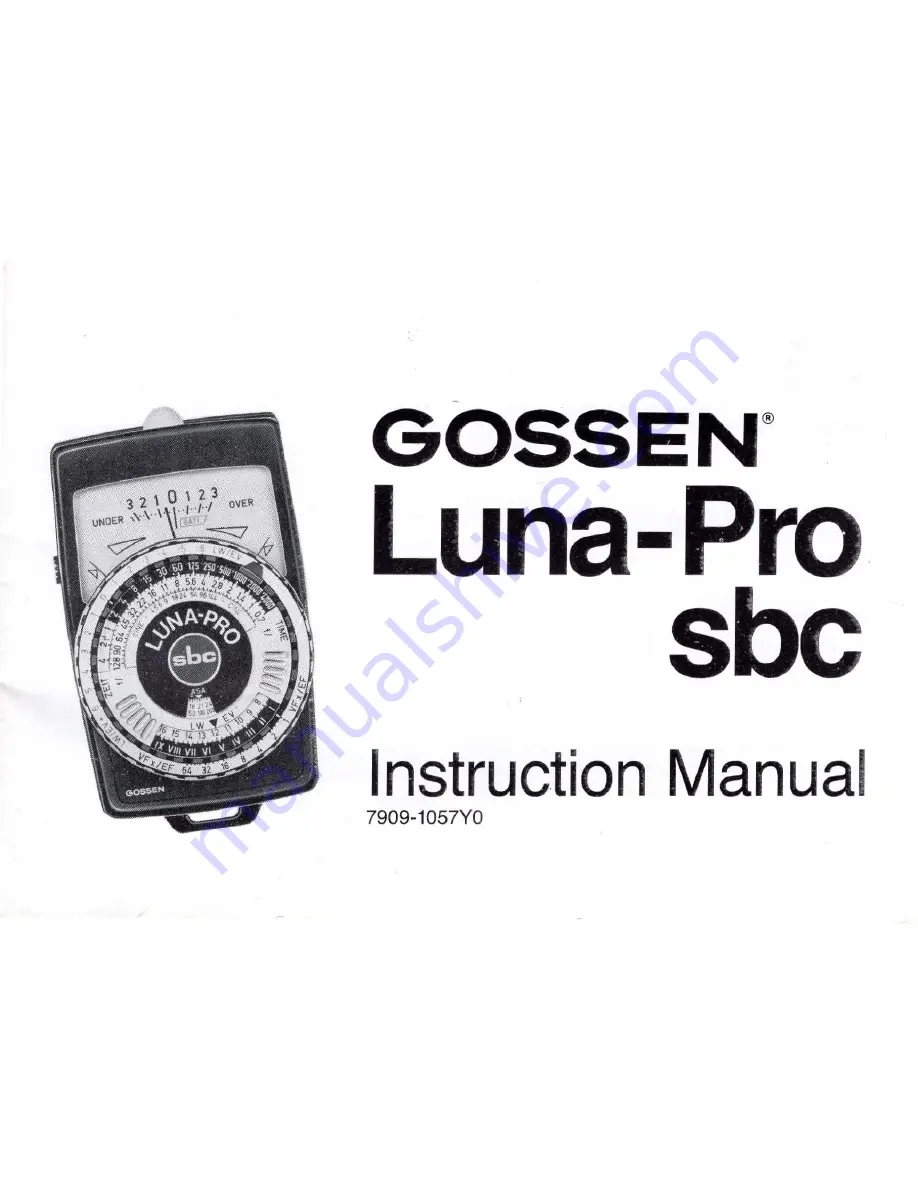 Gossen MetraWatt Luna-Pro sbc Скачать руководство пользователя страница 1