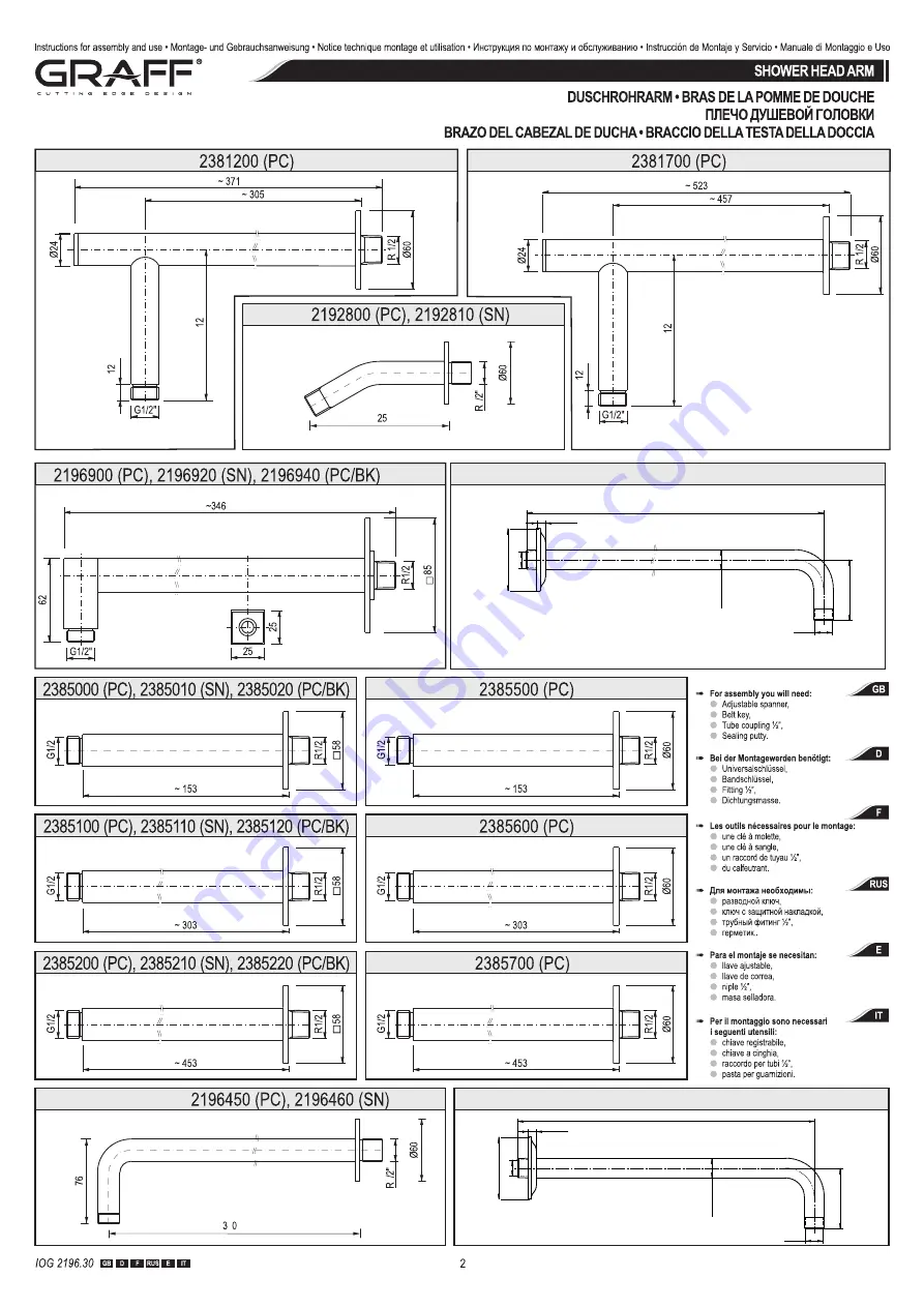 Graff 2196300 Instructions For Assembly And Use Download Page 2