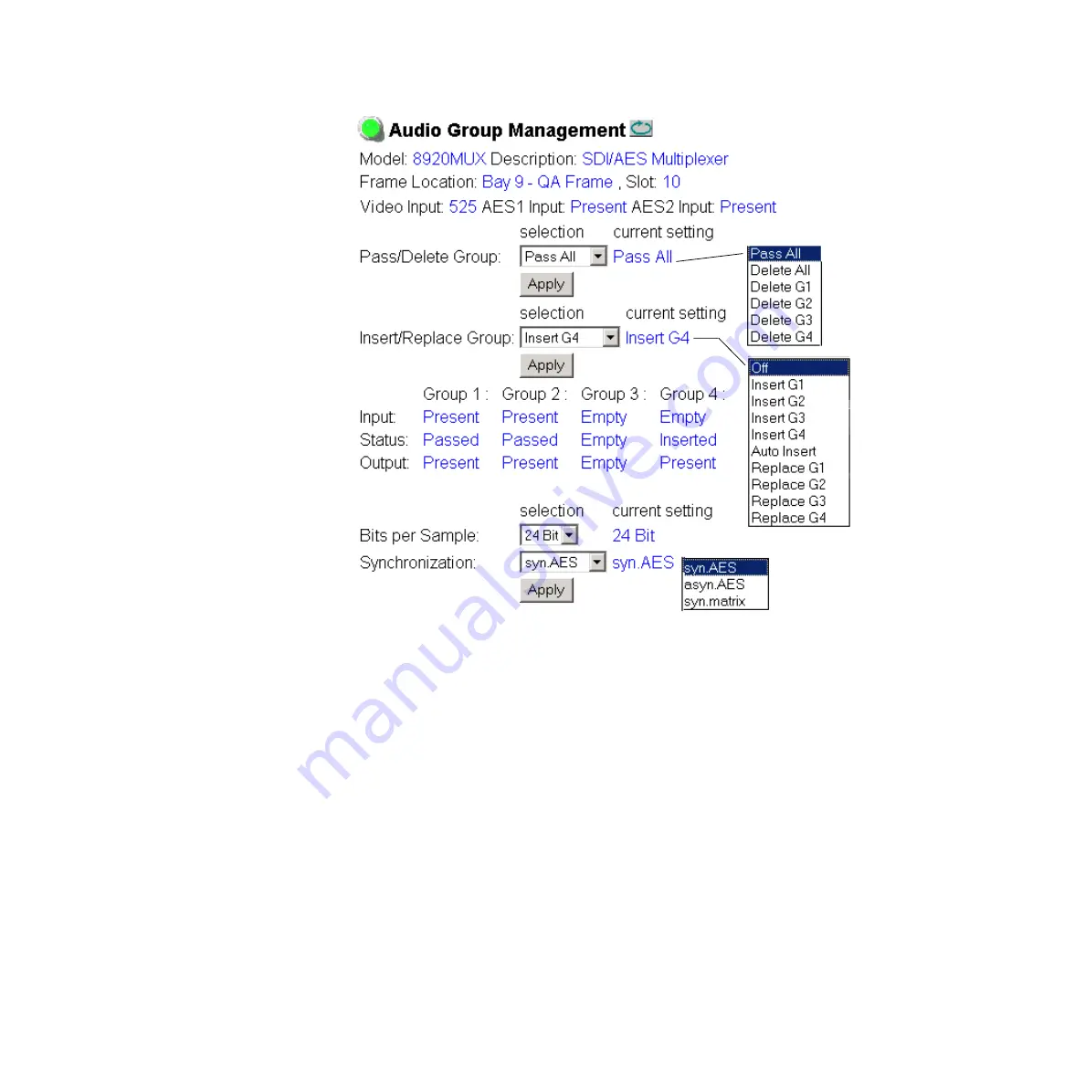 GRASS VALLEY 8920MUX - Instruction Manual Download Page 28