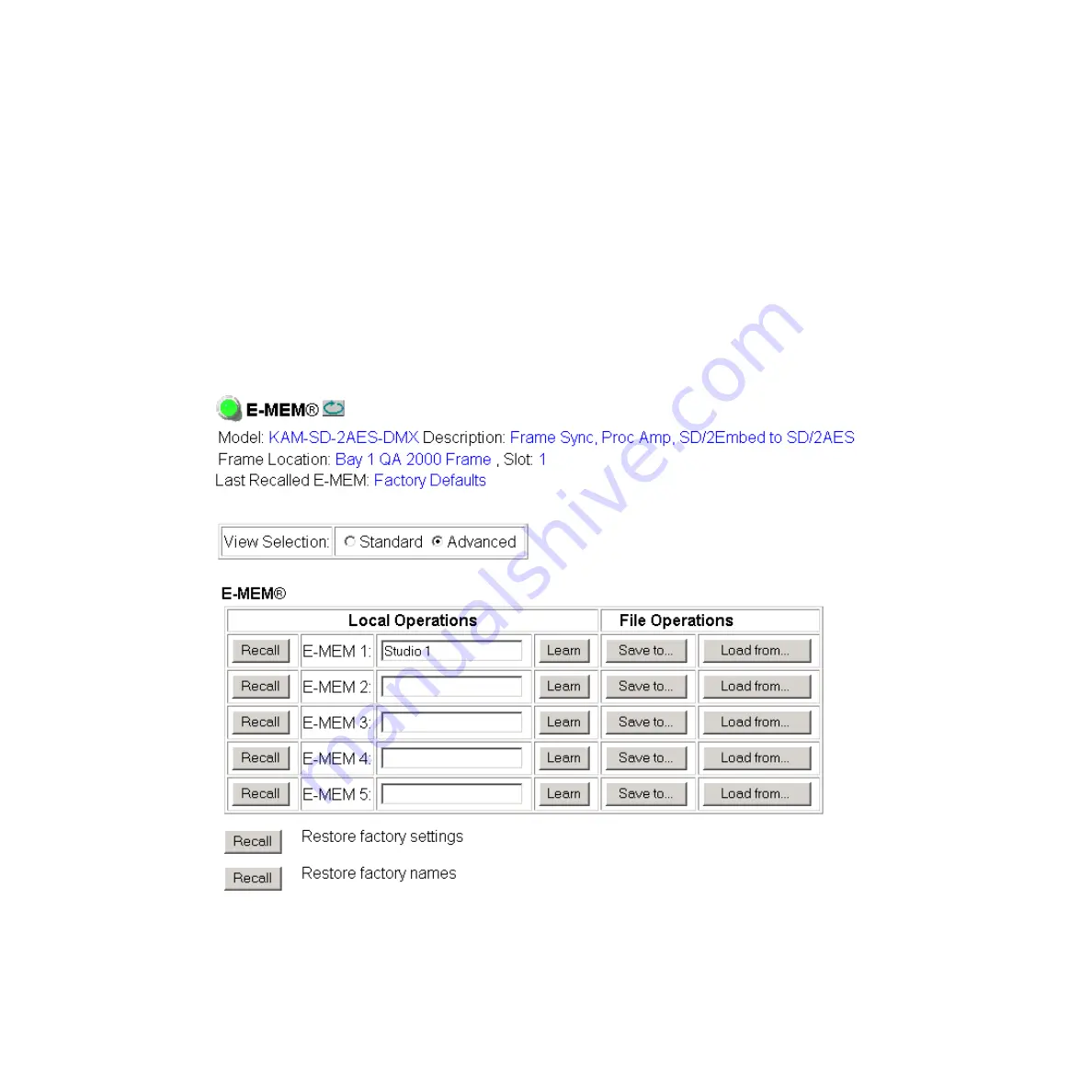 GRASS VALLEY KAM-SD-2AES-DMX Instruction Manual Download Page 54