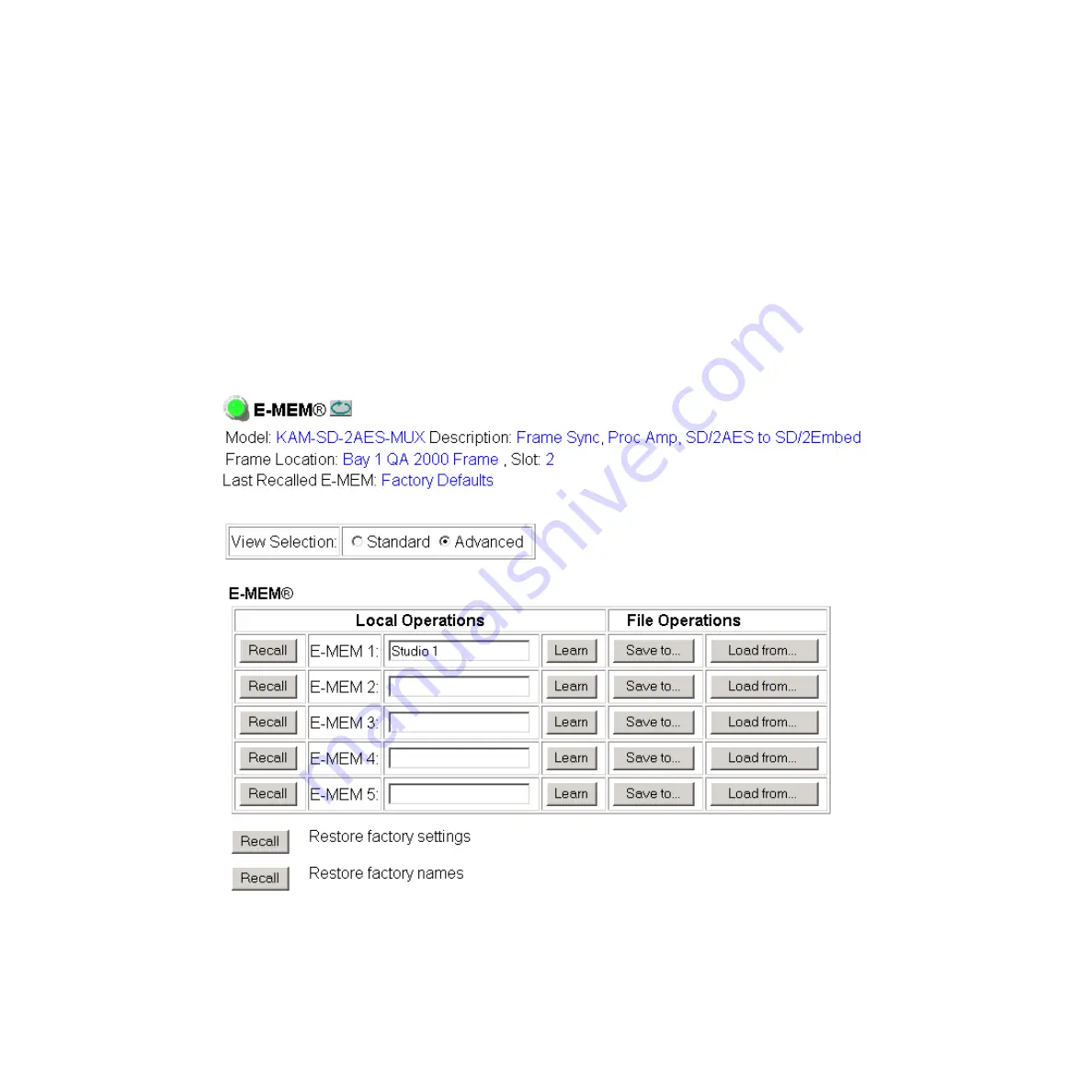 GRASS VALLEY KAM-SD-2AES Instruction Manual Download Page 58