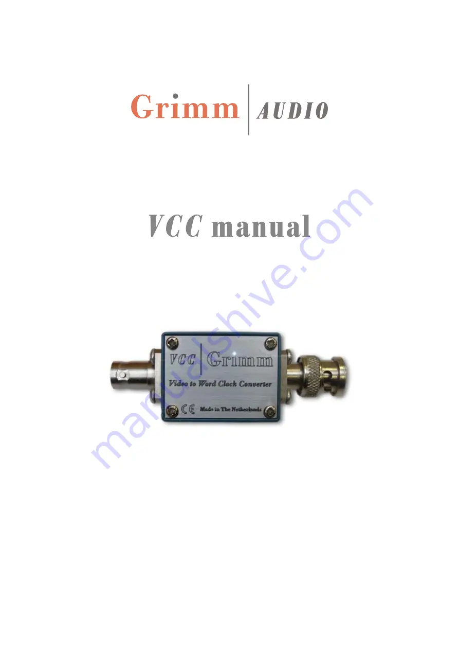 Grimm Audio VCC Manual Download Page 1