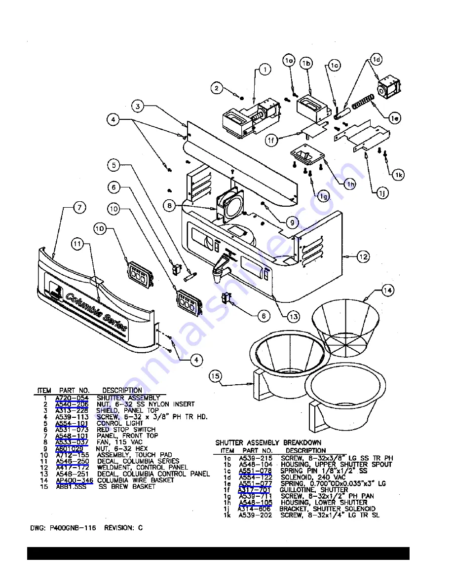 Grindmaster American Metal Ware P400GNB-E Operation And Instruction Manual Download Page 24