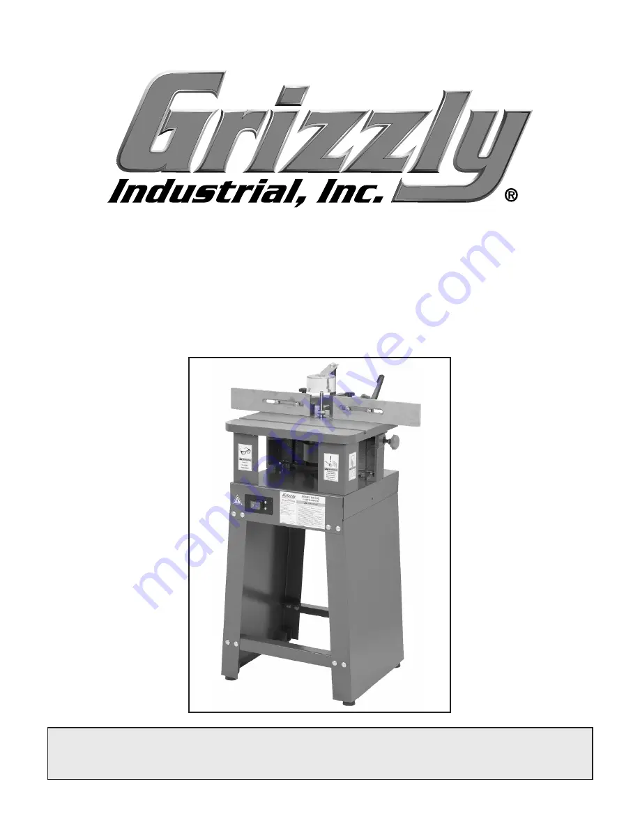 Grizzly G0510Z Instruction Manual Download Page 2