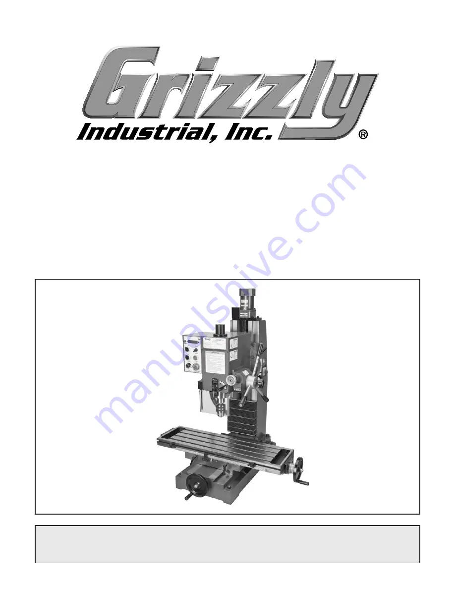 Grizzly G0720 Owner'S Manual Download Page 1