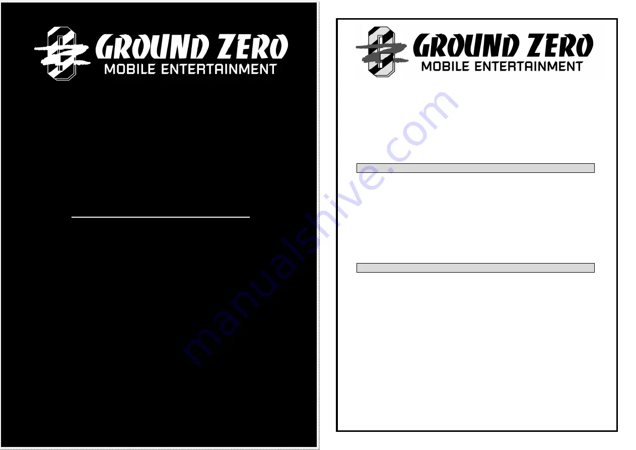 Ground Zero GZPA 1.8000SPL-HC Owner'S Manual Download Page 1