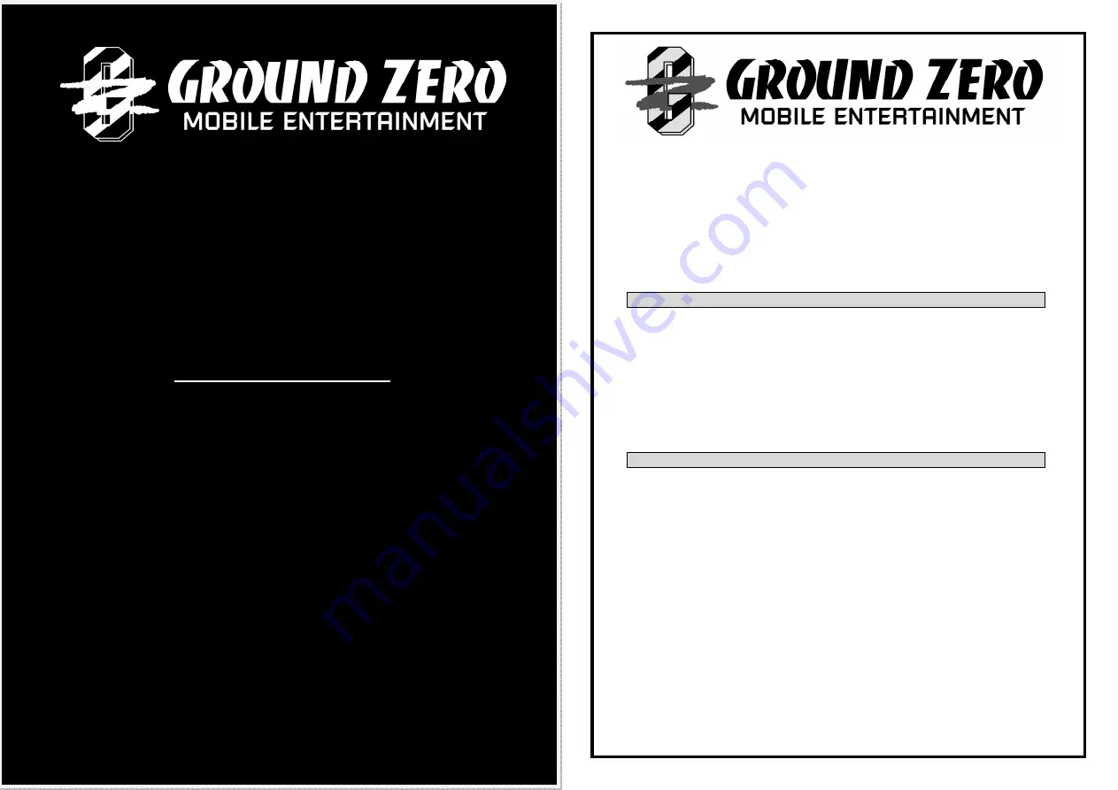 Ground Zero GZPA 1.8000SPL-HC Owner'S Manual Download Page 13