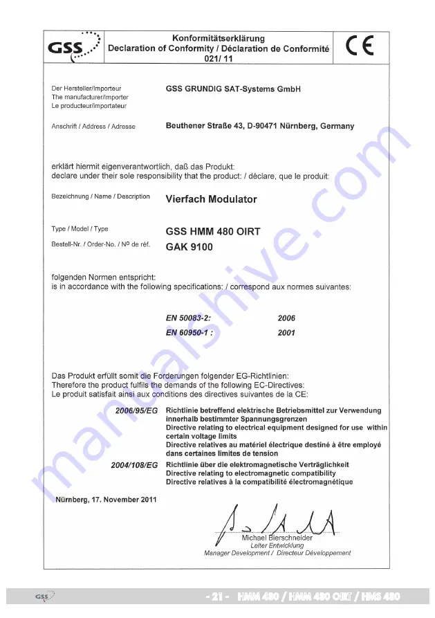 GSS HMM 480 Assembly Instructions Manual Download Page 21