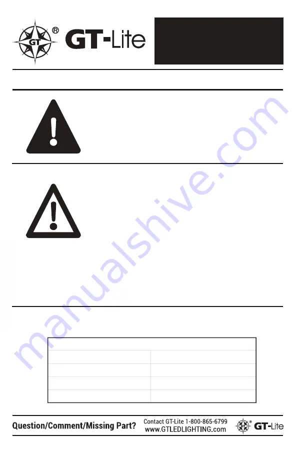 GT-Lite GT-LTP-3 Assembly & Installation Download Page 1