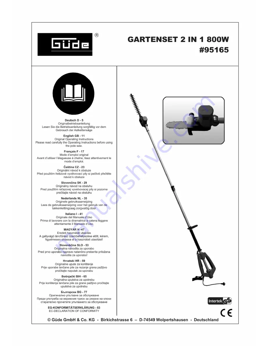 Gude 95165 Operating Instructions Manual Download Page 1