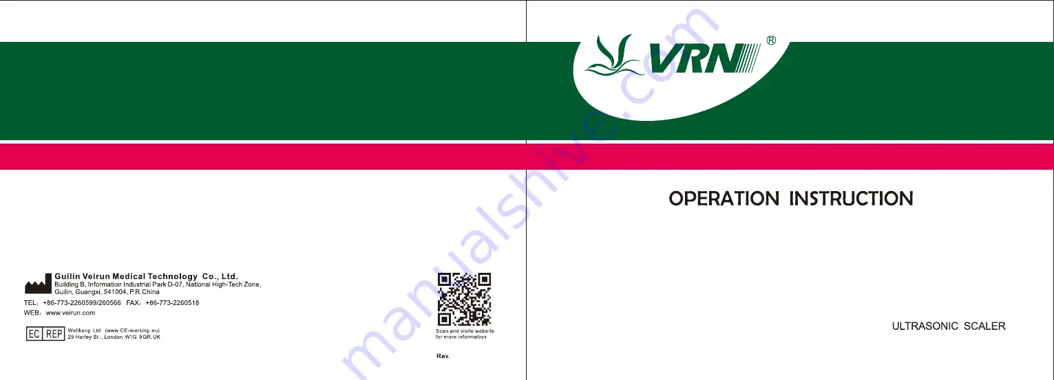 Guilin Veirun Medical Technology VRN K08D Operation Instruction Manual Download Page 1