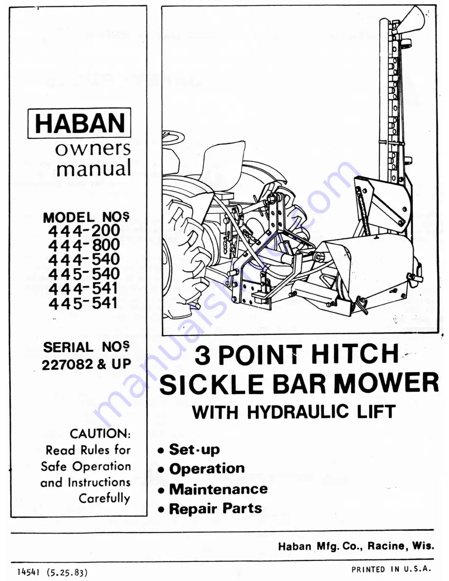 Haban 444-200 Owner'S Manual Download Page 1