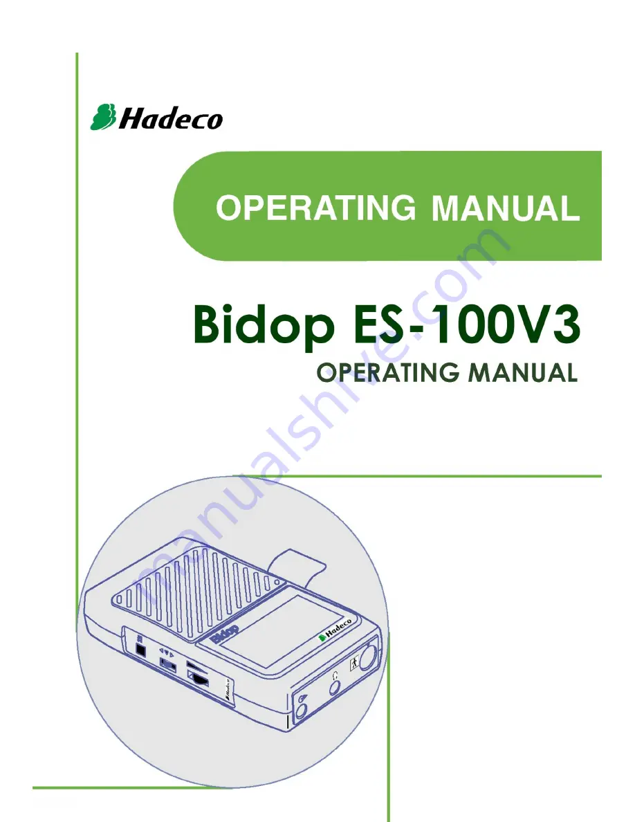 Hadeco Bidop ES-100V3 Operating Manual Download Page 1