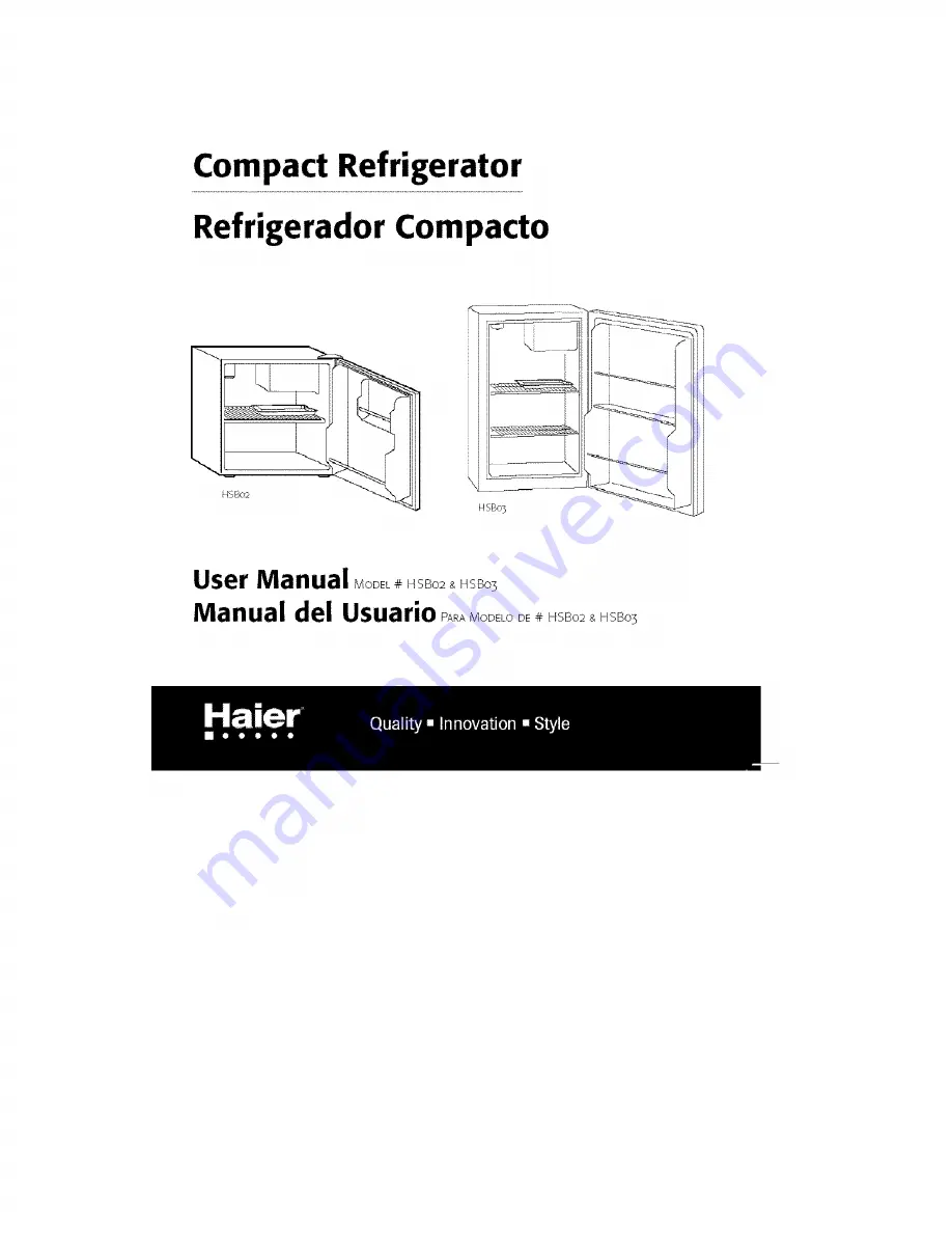 Haier 9277 - 2.7 cu. Ft. Compact Refrigerator Скачать руководство пользователя страница 1