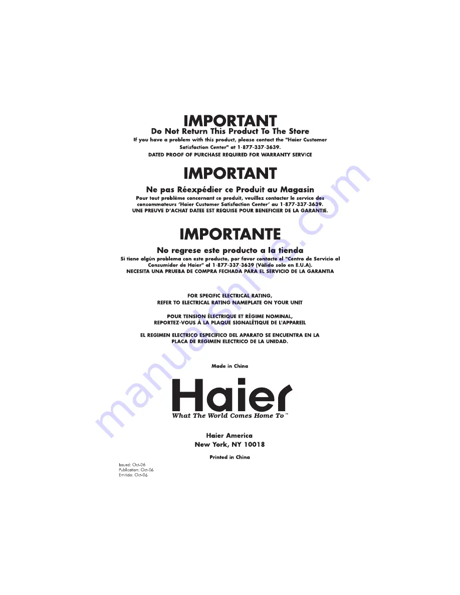 Haier AMA05JF (Spanish) Manual Del Usuario Download Page 20