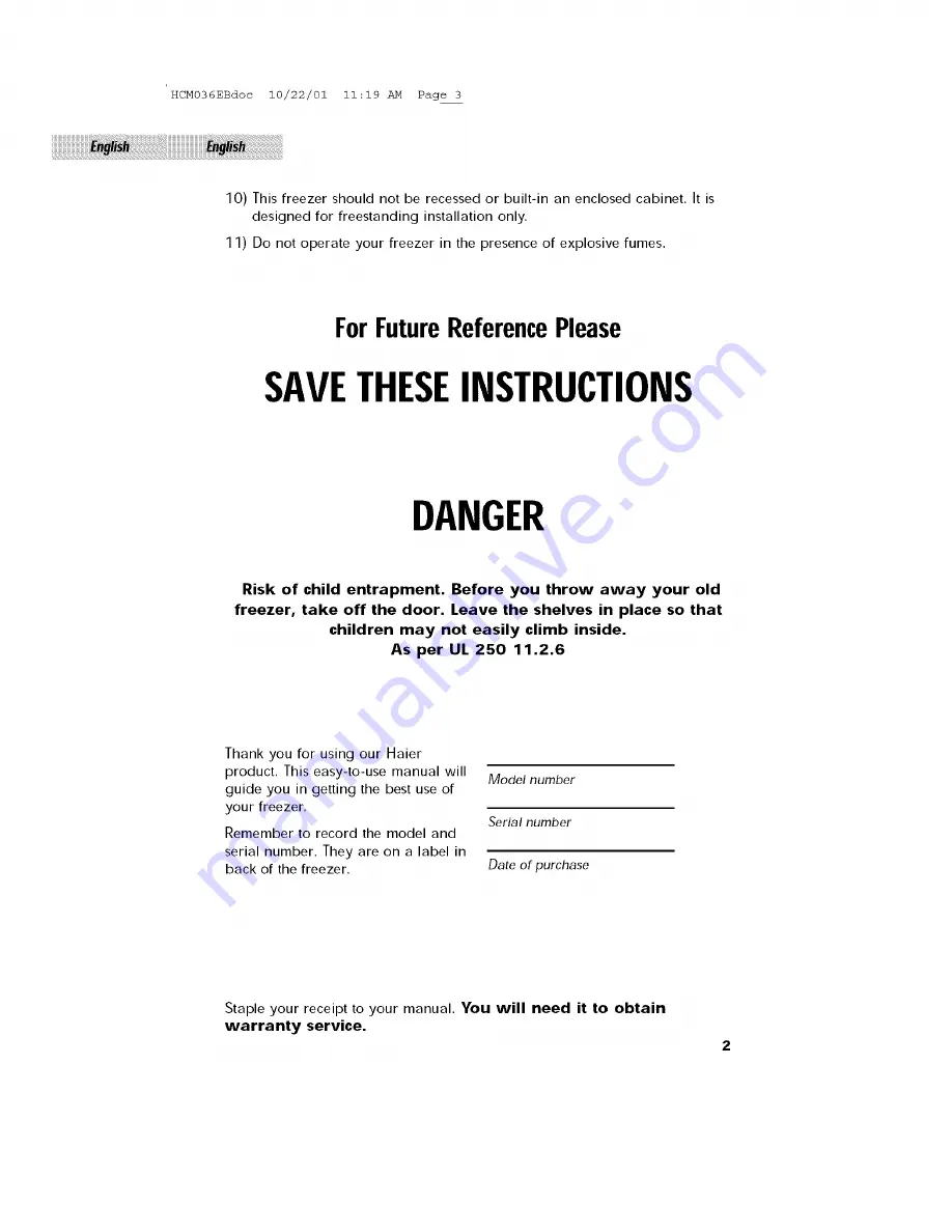 Haier HCM036EB User Manual Download Page 3