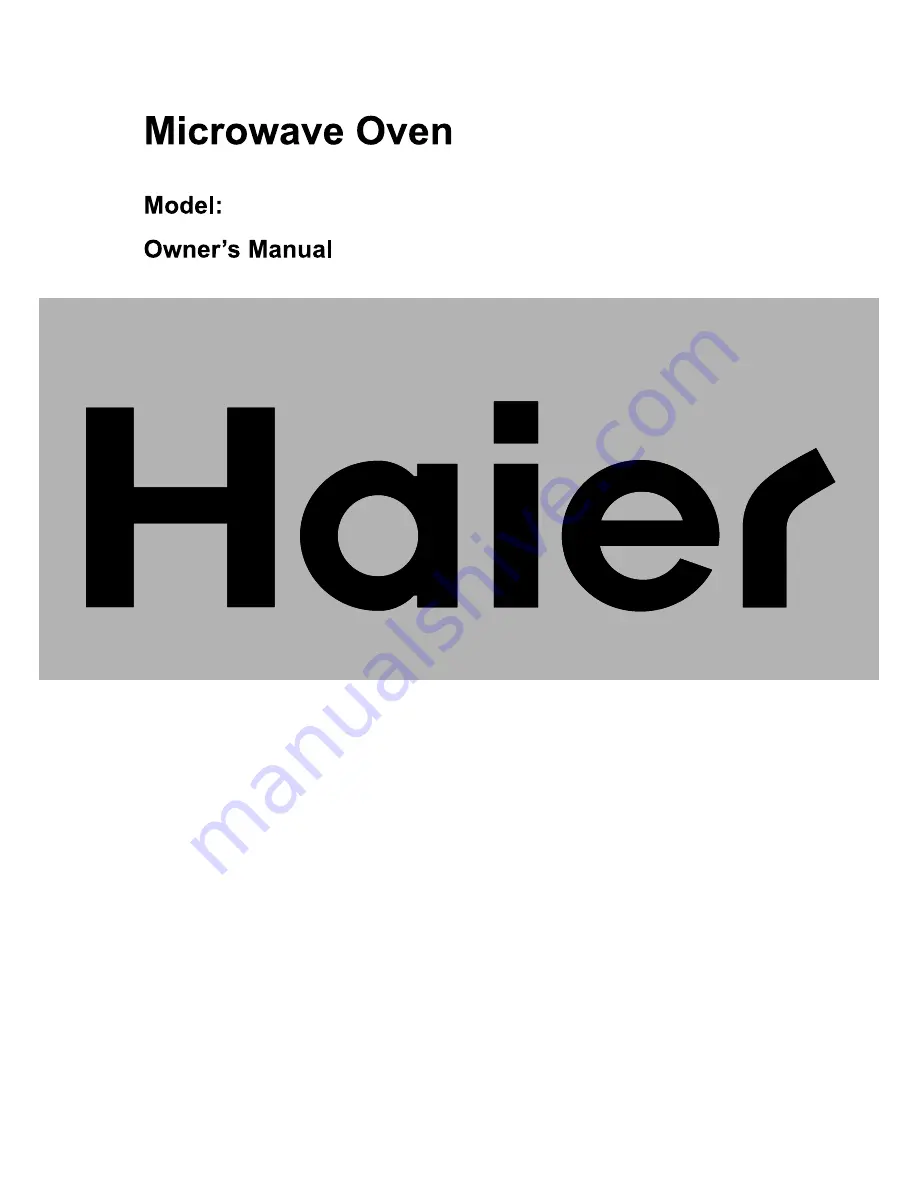 Haier HDB-34100EG Owner'S Manual Download Page 1