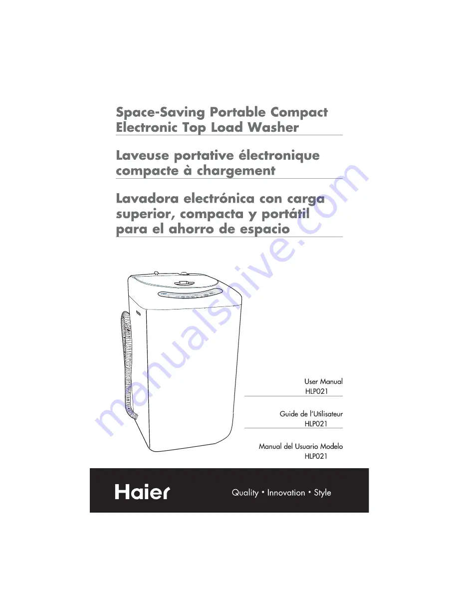 Haier HLP021 - PULSATOR Portable Washer User Manual Download Page 1