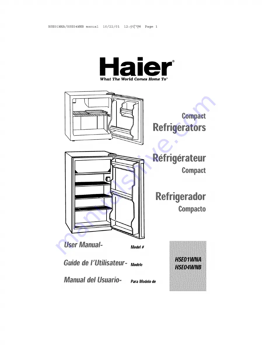 Haier HSE01WNA Скачать руководство пользователя страница 1