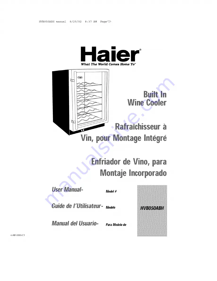 Haier HVB050ABH - Designer Series 50 Bottle Capacity Wine Cellar User Manual Download Page 1