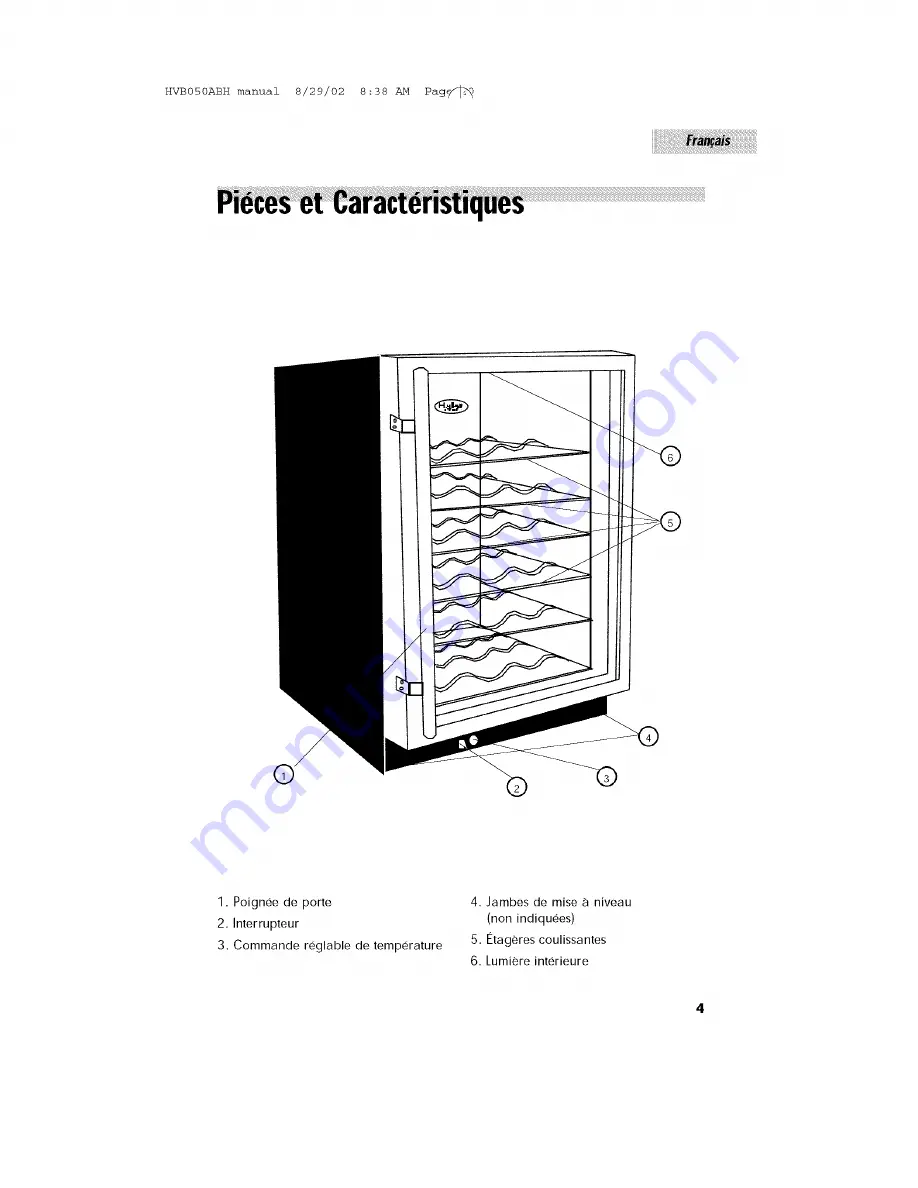 Haier HVB050ABH - Designer Series 50 Bottle Capacity Wine Cellar Скачать руководство пользователя страница 19