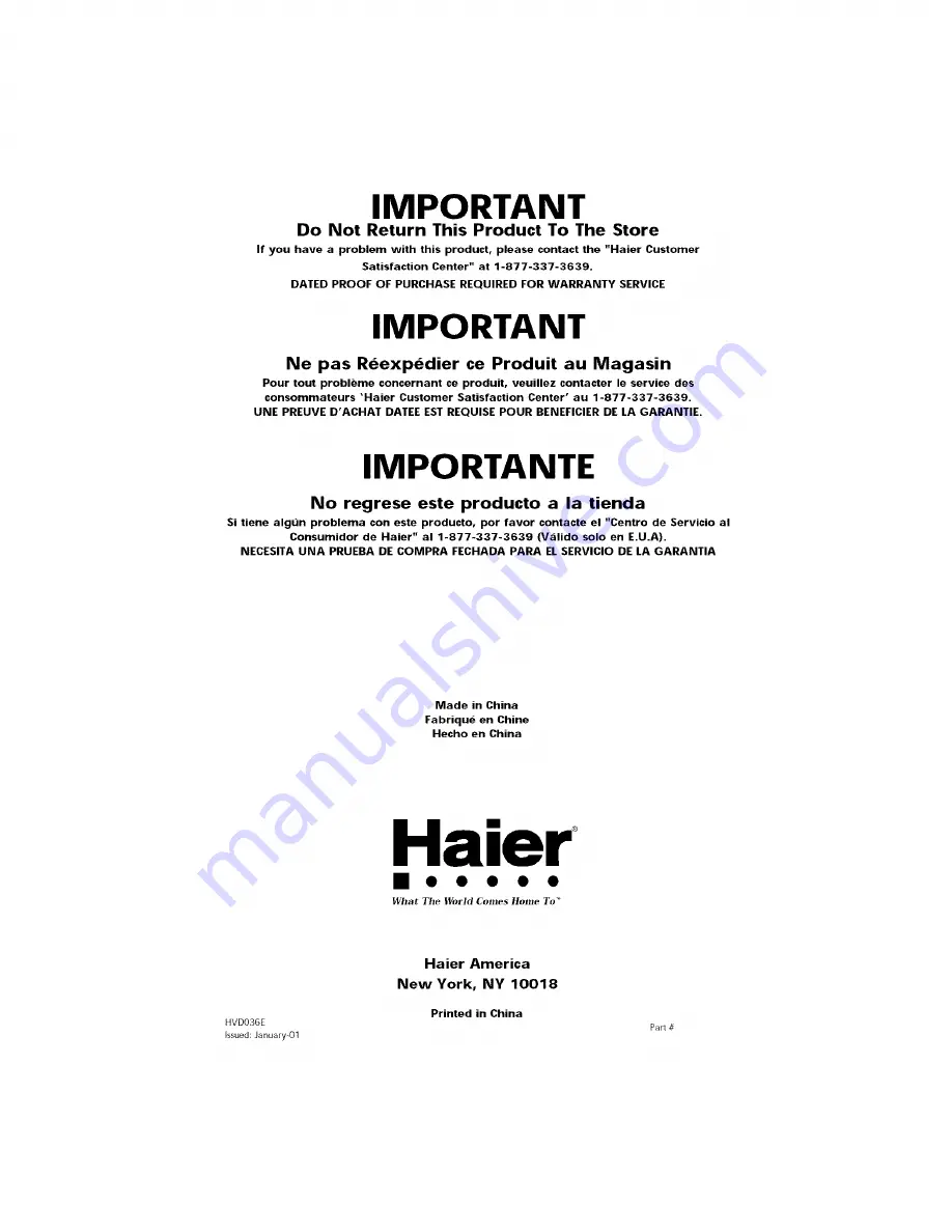 Haier HVD036E User Manual Download Page 40