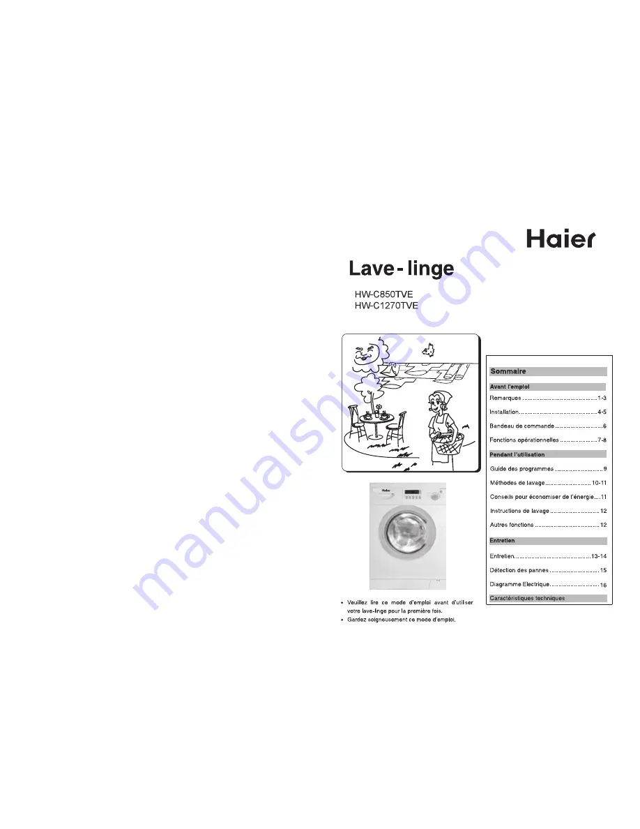 Haier HW-C1270TME (French) Manuel D'Utilisation Download Page 1