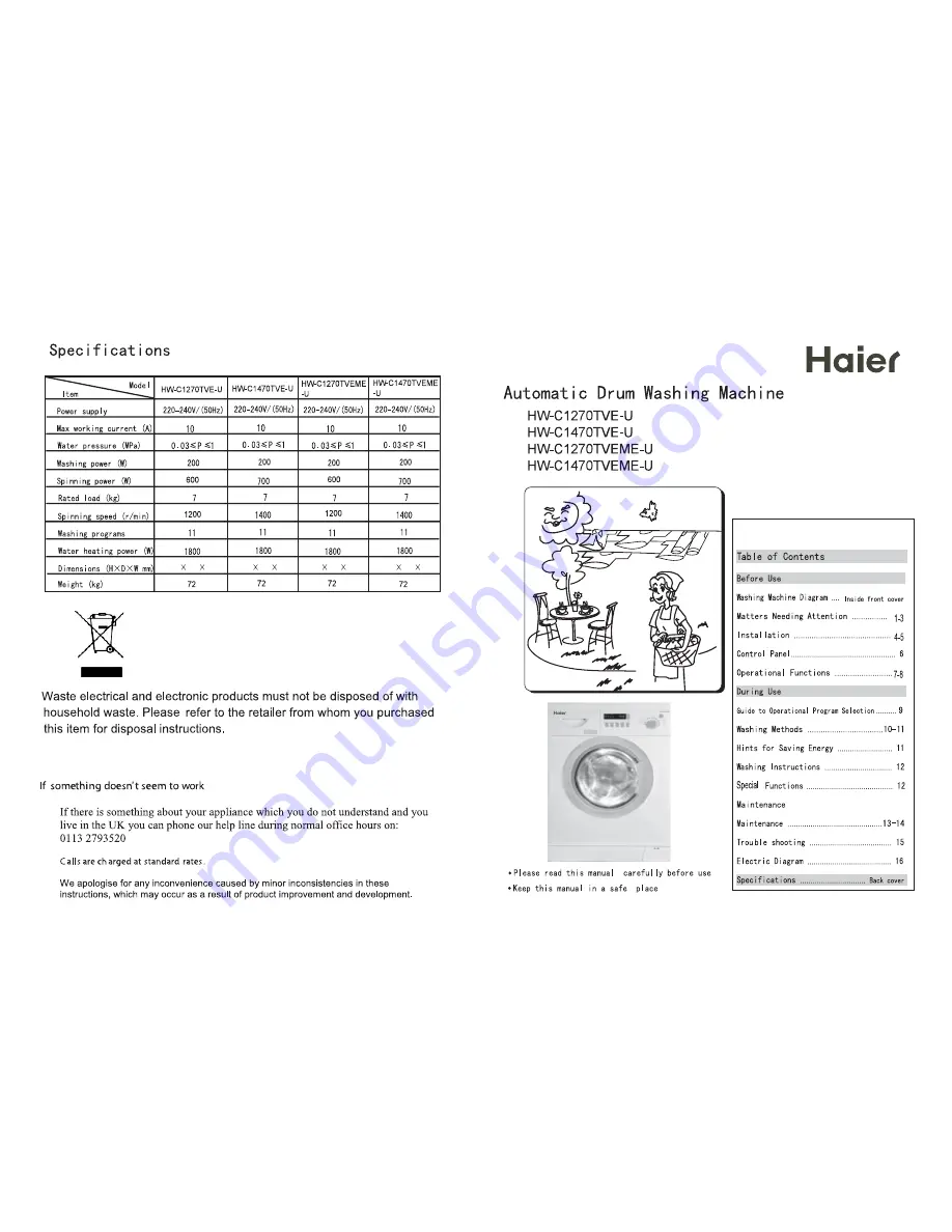 Haier HW-C1270TVE-U User Manual Download Page 1