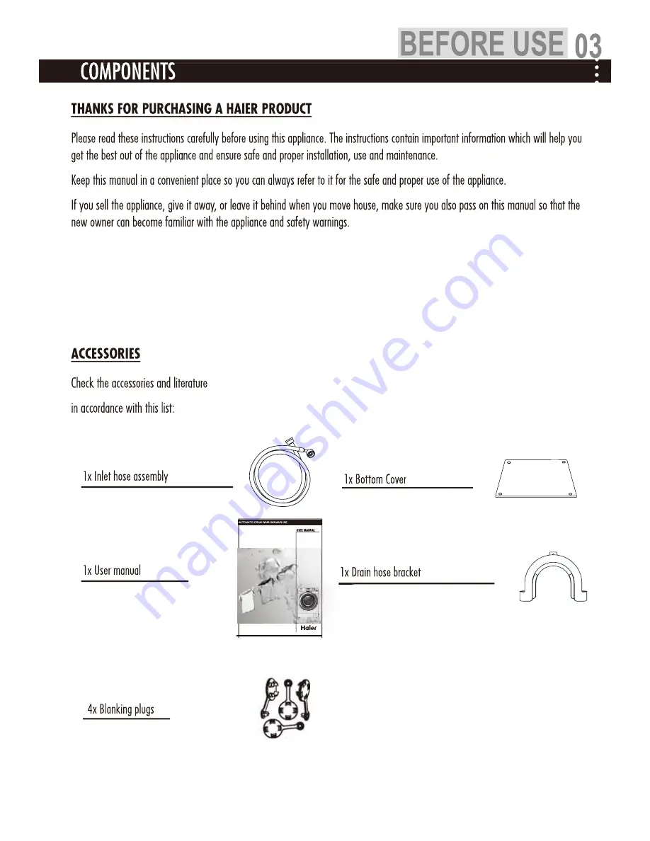 Haier HW90-1482 Скачать руководство пользователя страница 3