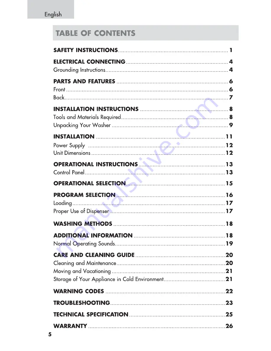 Haier HWD1600 User Manual Download Page 6