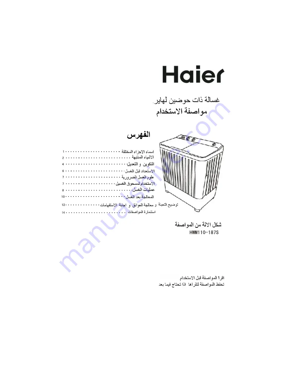 Haier HWM110-187S Скачать руководство пользователя страница 15