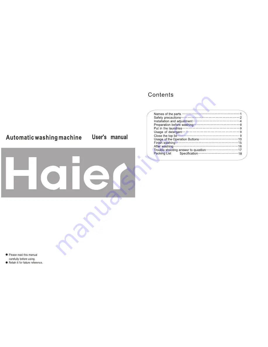 Haier HWM80-9288DD User Manual Download Page 1