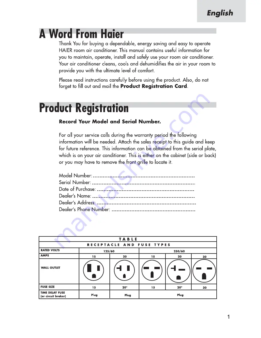 Haier HWR05XC5 User Manual Download Page 3