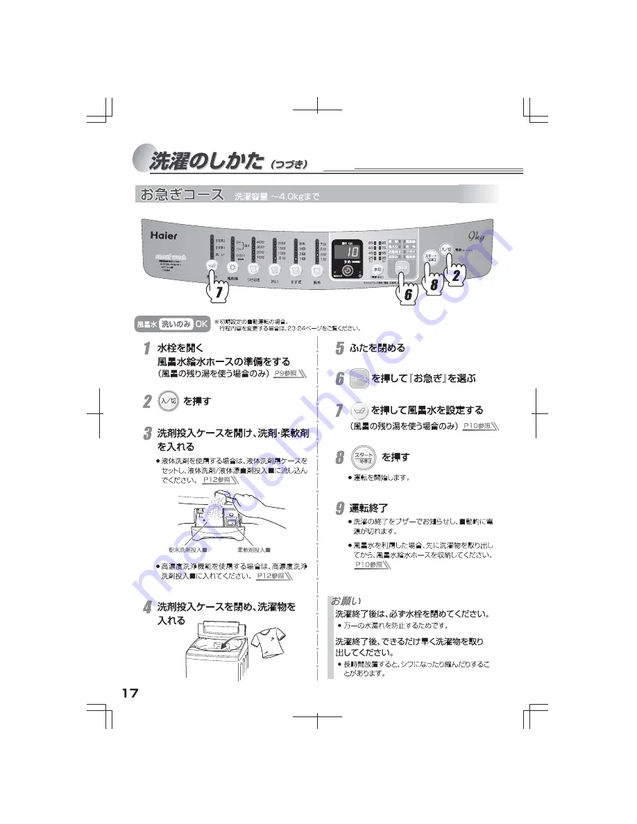 Haier JW-PK90A (Japanese) User Manual Download Page 18