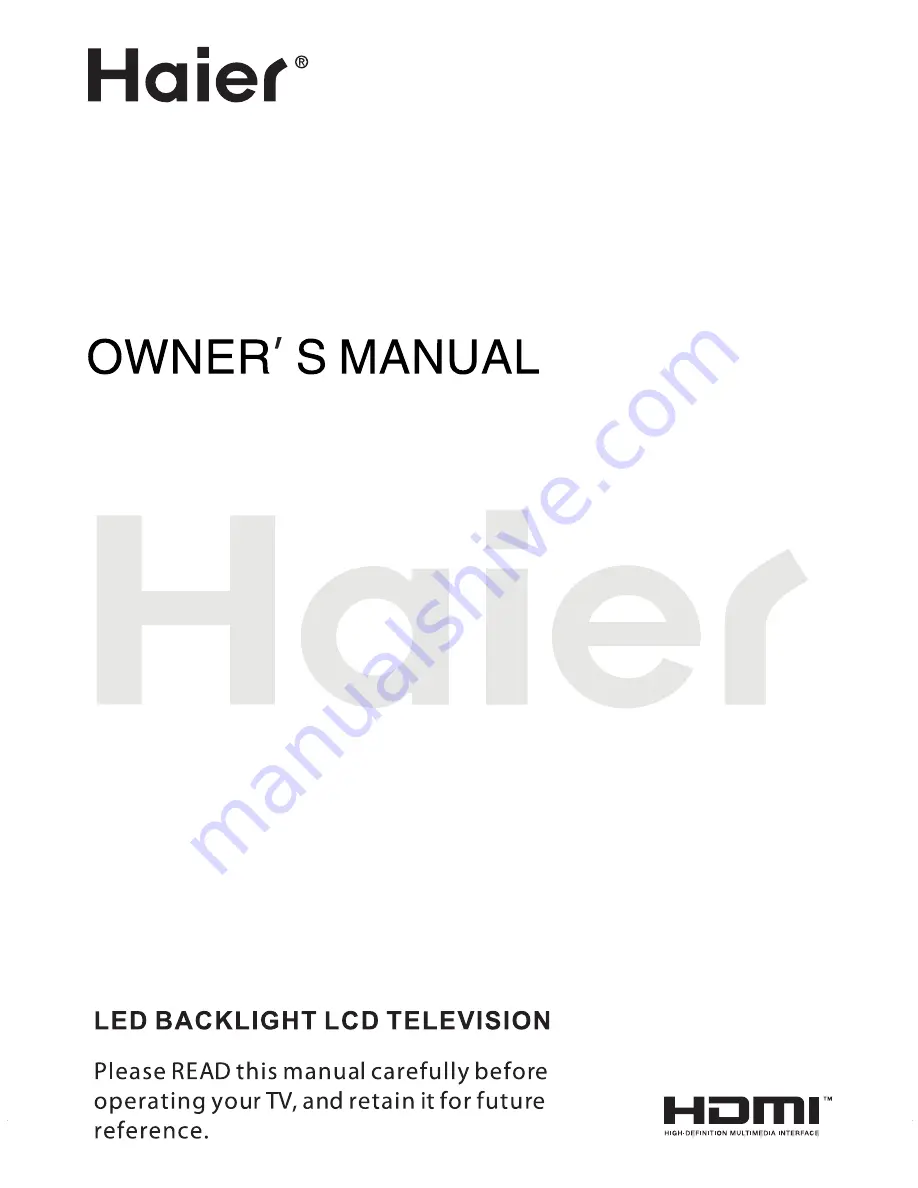 Haier LE26K800 Owner'S Manual Download Page 1