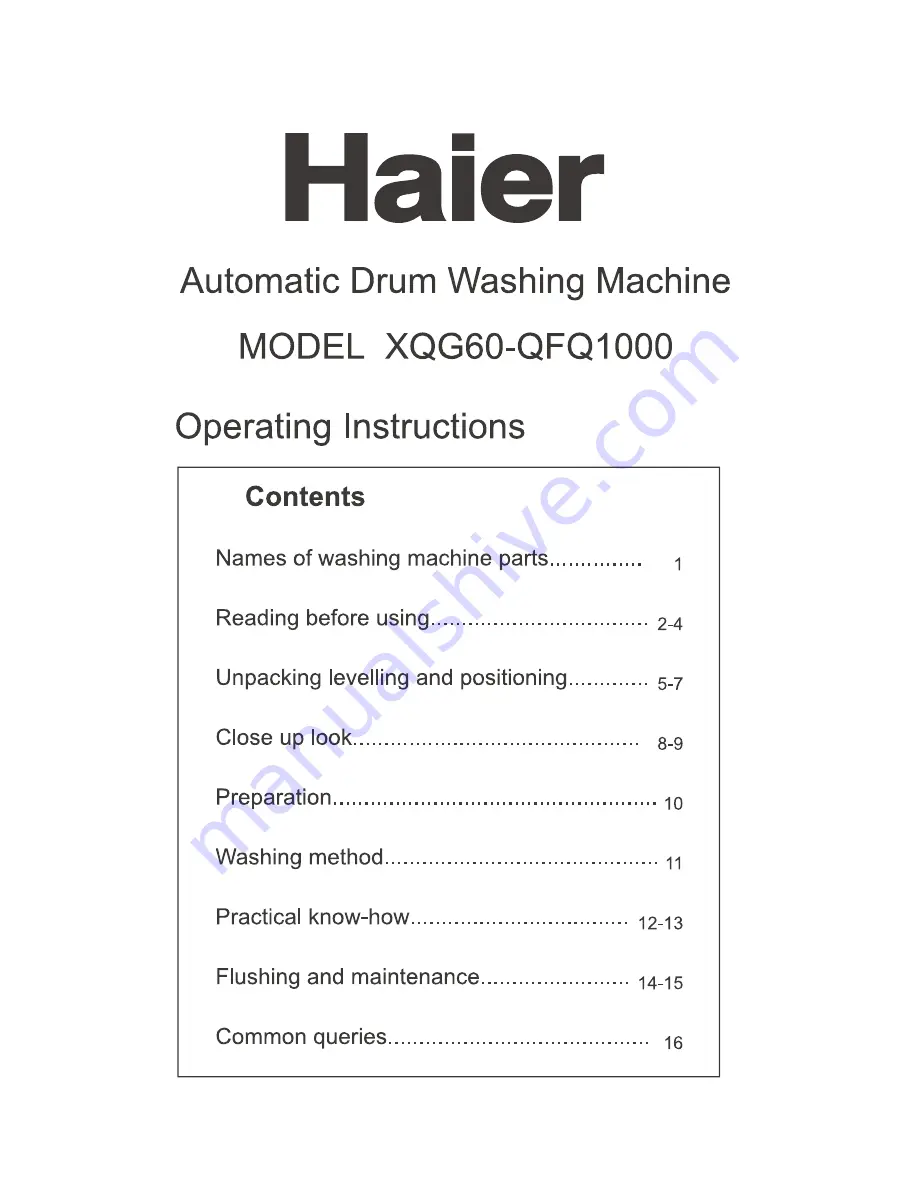 Haier QFQ100 Operating Instructions Manual Download Page 1